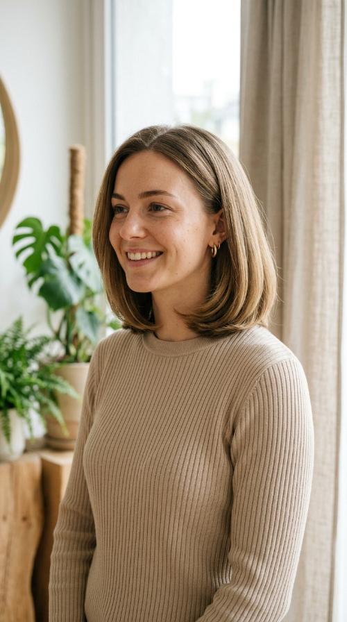 Rounded Shoulder-Length Bob