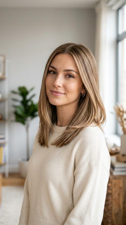 Sandy Blonde Highlights for Straight Hair