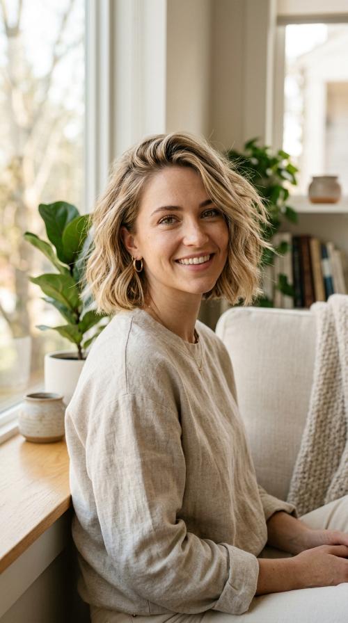 Sandy Blonde Textured Bob
