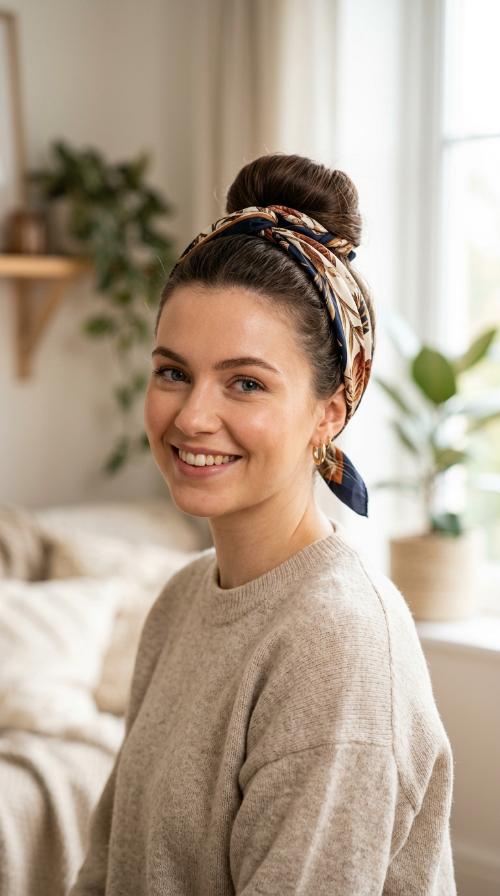 Scarf-Wrapped Bun