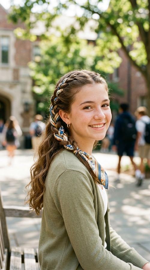 Scarf-Wrapped Half Braid