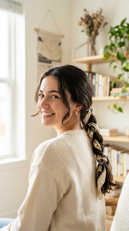 Scarf Wrapped Low Braid