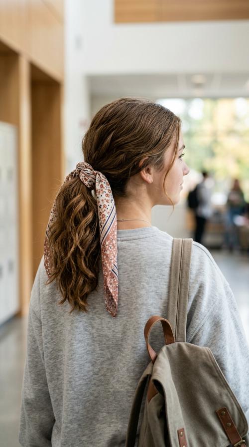 Scarf-Wrapped Ponytail