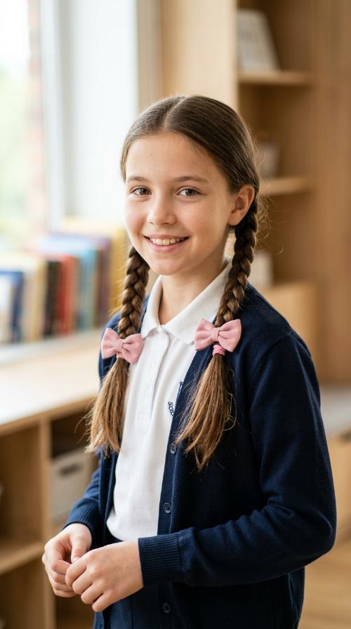 Secure Pigtails with Bows