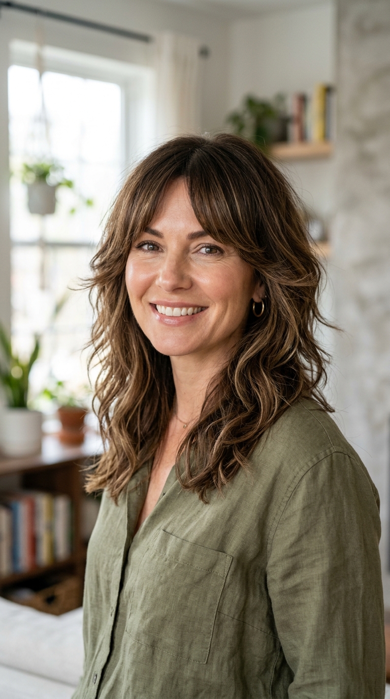 Shaggy Layers with Curtain Bangs