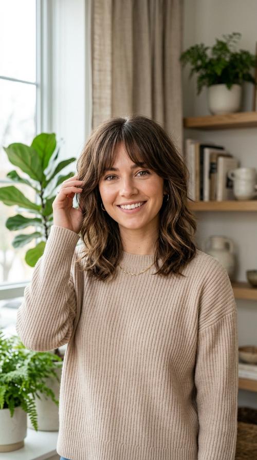 Shaggy Layers with Curtain Bangs