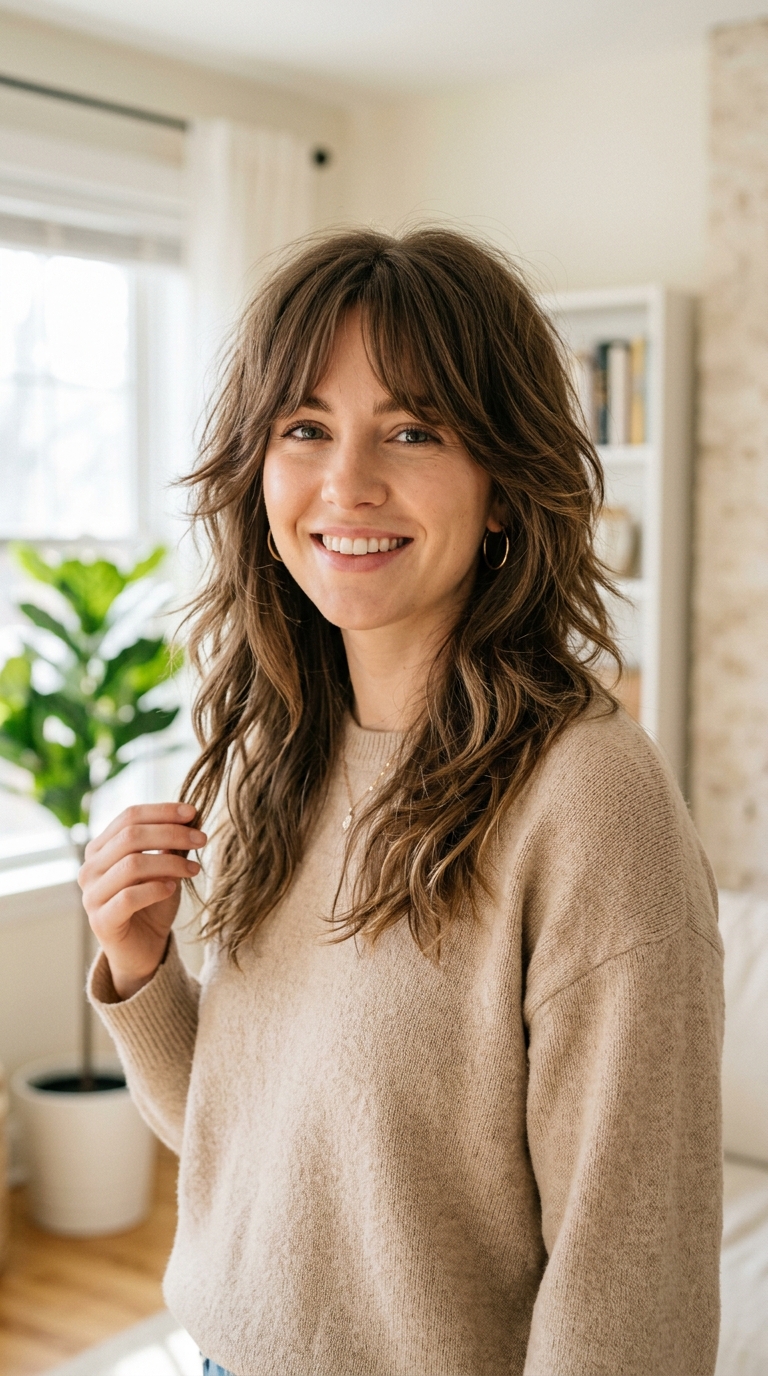 SHAGGY MID-LENGTH WITH CURTAIN BANGS
