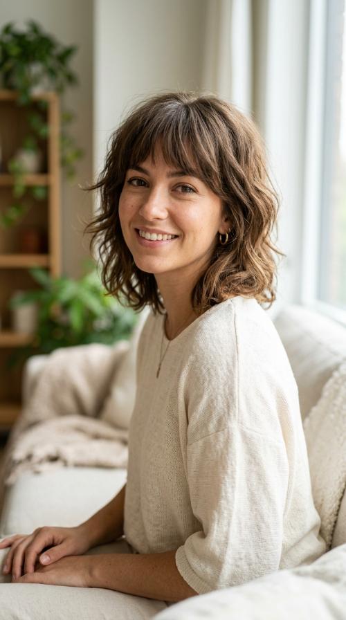 Shaggy Shoulder Bob with Bangs
