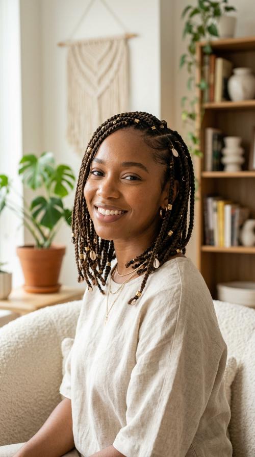 Short Bob-Style Boho Fulani Braids