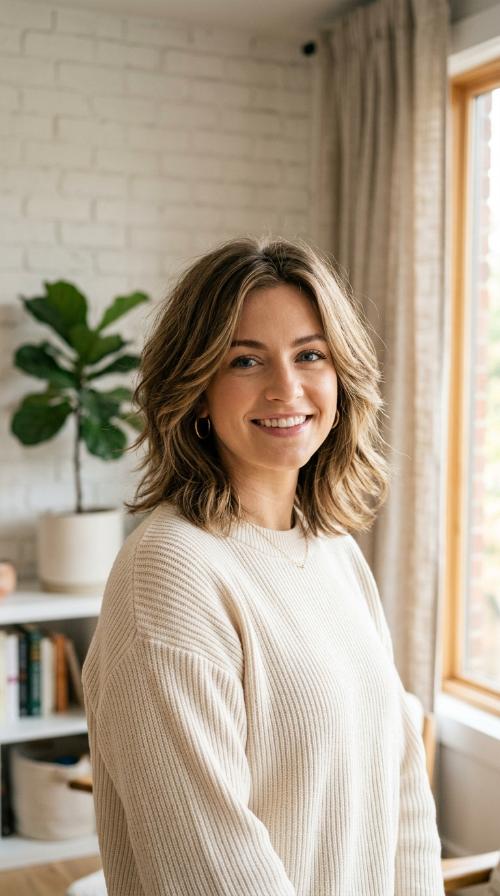 Shoulder-Length Feathered Bob