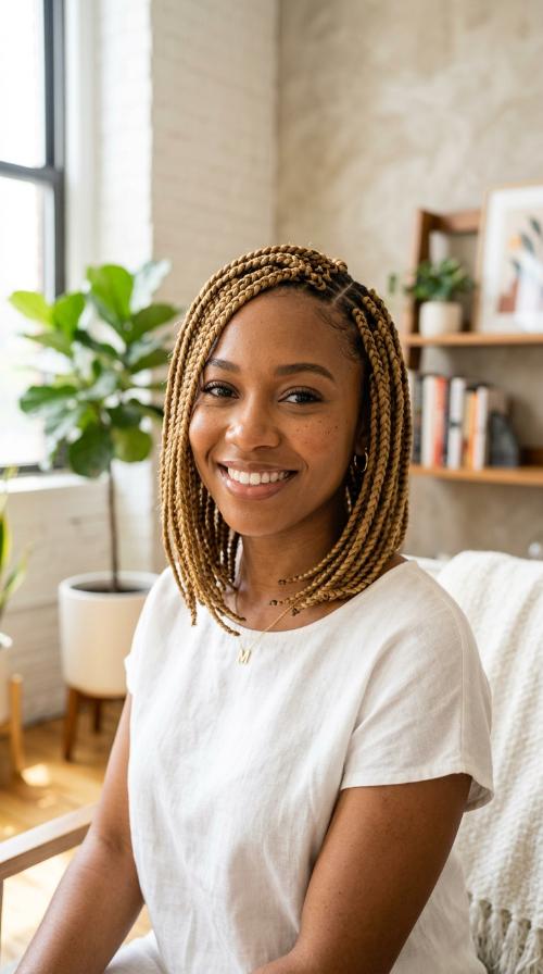 Shoulder-Length Honey Blonde Bob