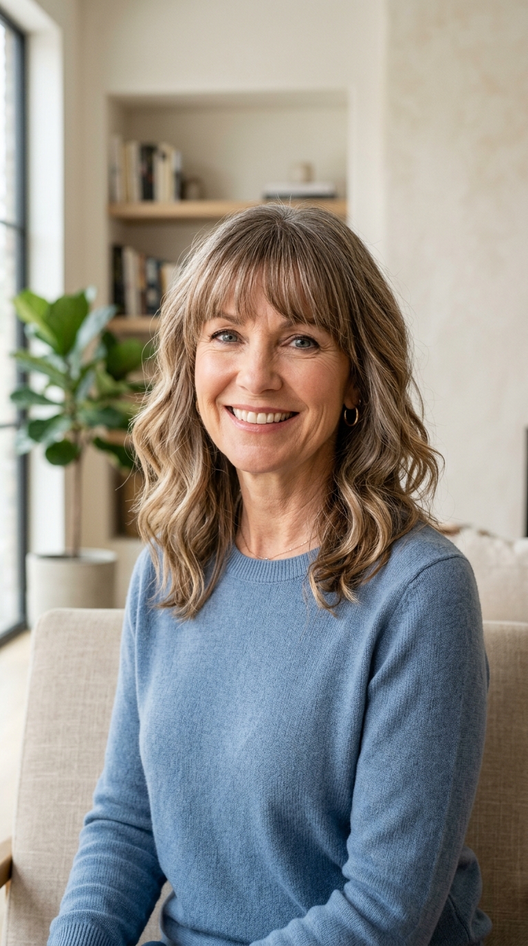 Shoulder-Length Waves with Bottleneck Bangs