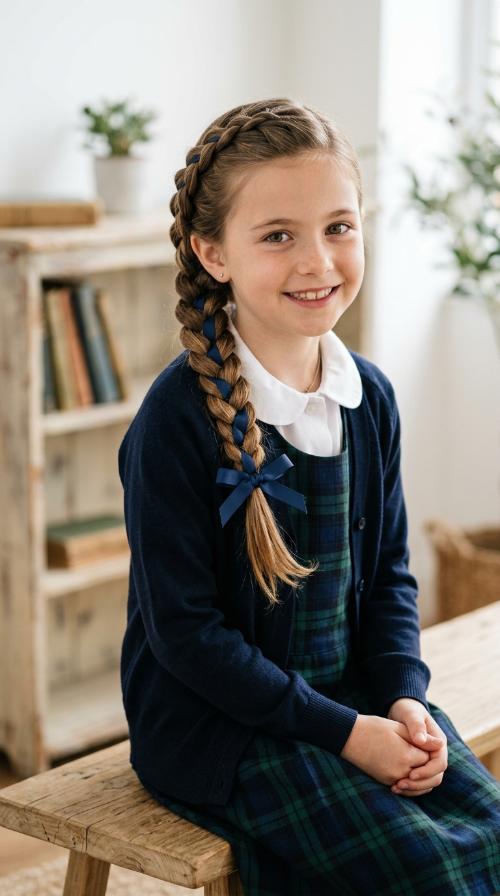 Side Braid with Grosgrain Accent