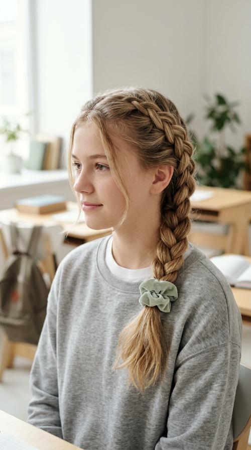 Side Braid with Scrunchie End
