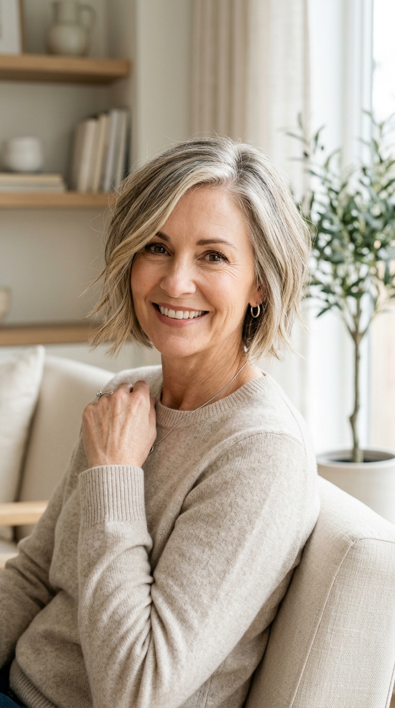 Side-Parted Chin-Length Bob