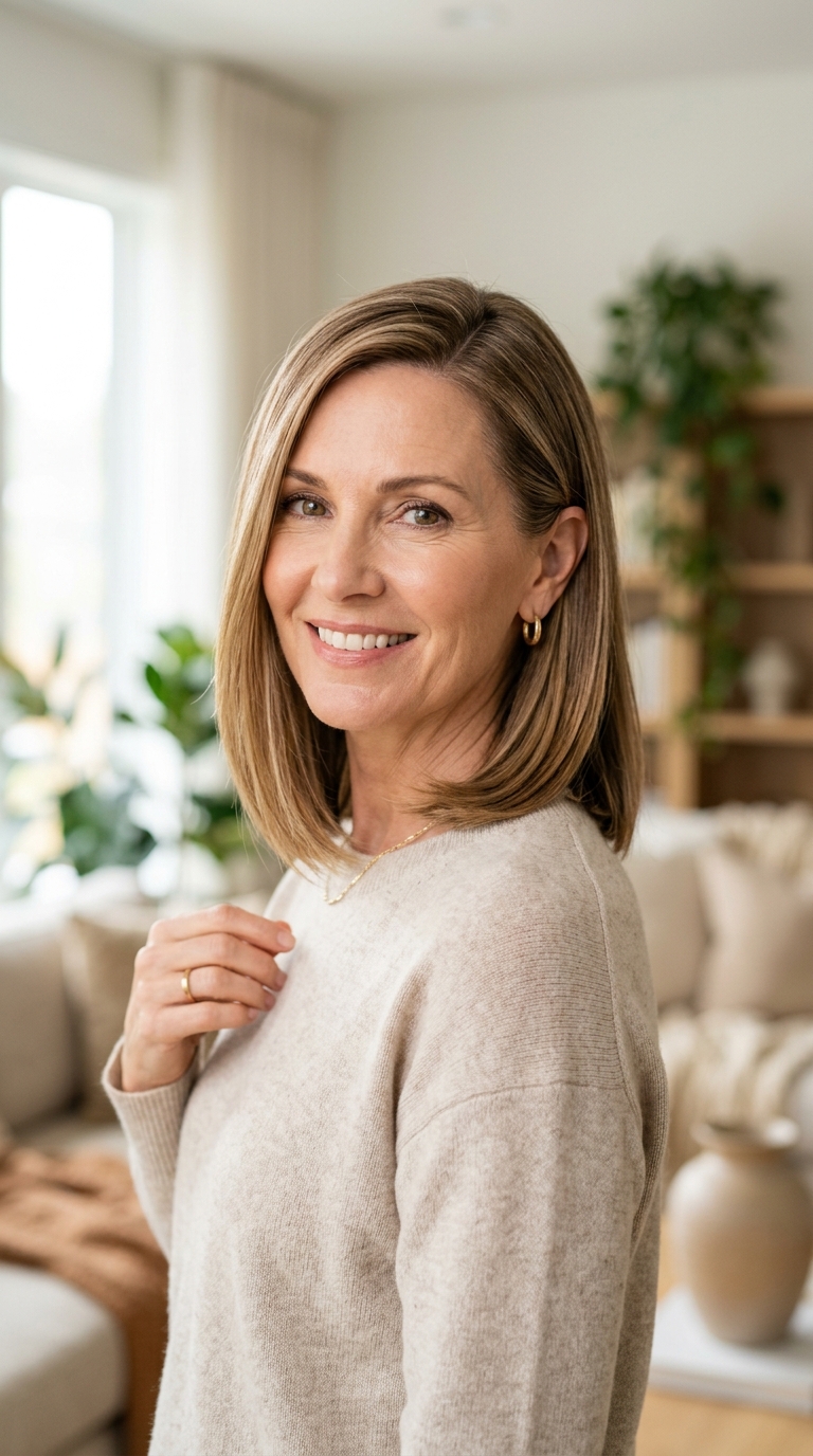 Side-Parted Sleek Lob