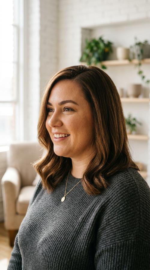 Side-Parted Sleek Mid-Length Cut