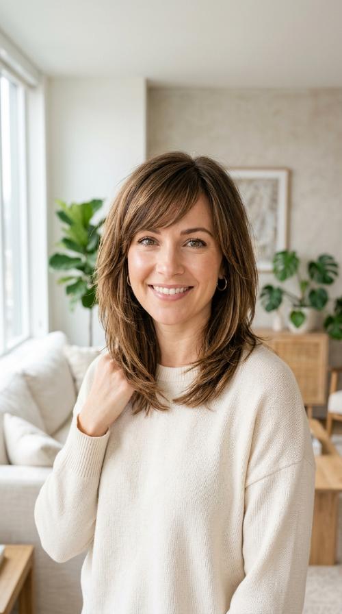 Side-Swept Bangs with Layers