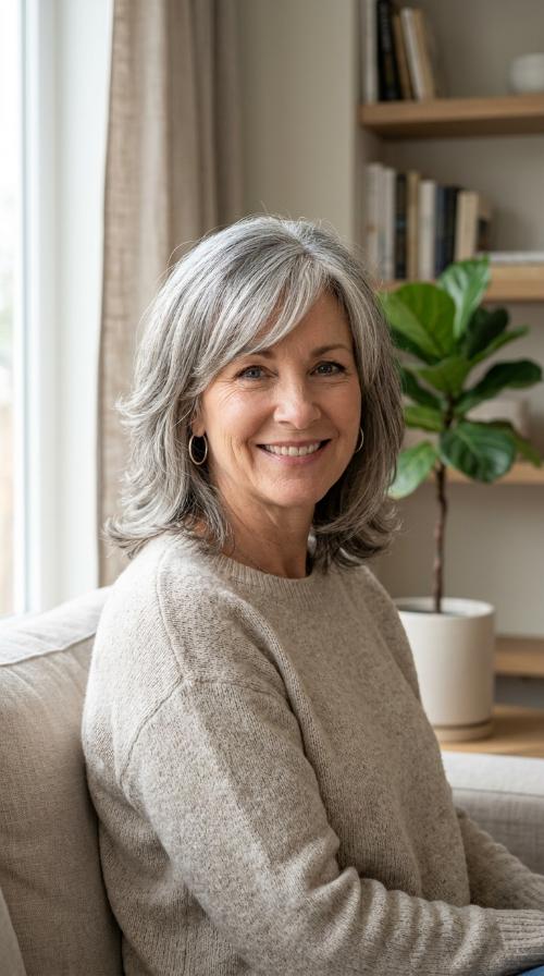 Side-Swept Bangs with Medium Layers
