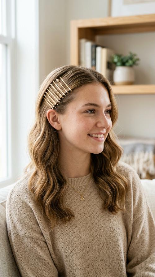 Side-Swept Bobby Pin Stack