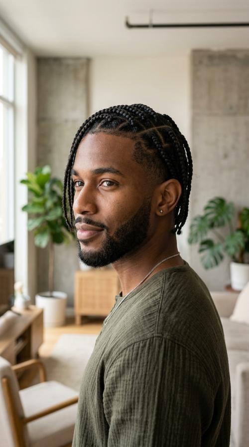 Side-Swept Box Braids