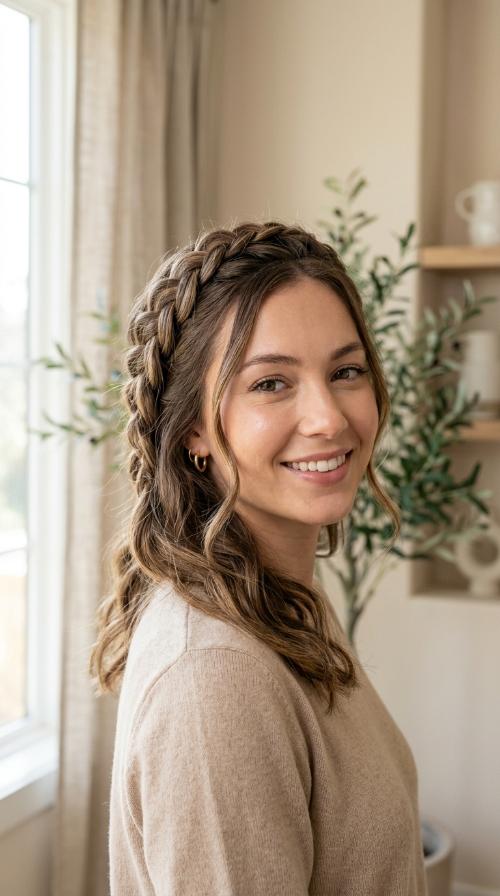 Side-Swept Braided Crown