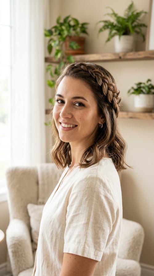 Side-Swept Braided Crown