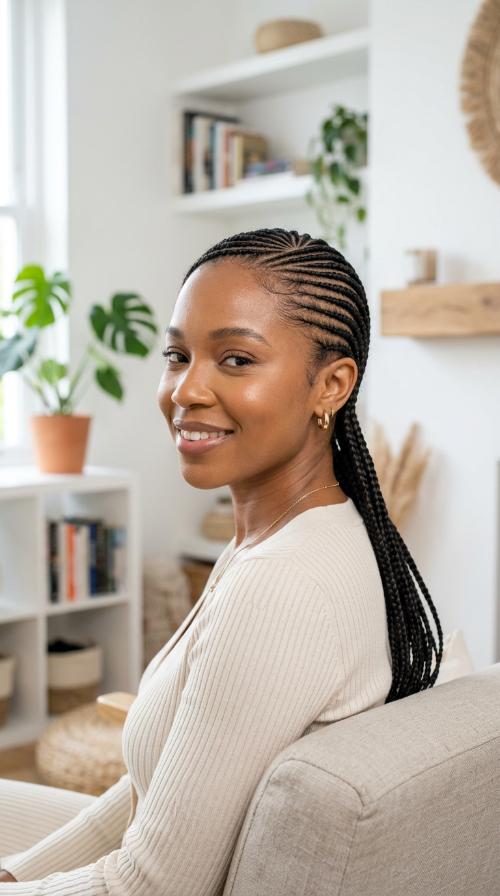 Side-Swept Cornrows