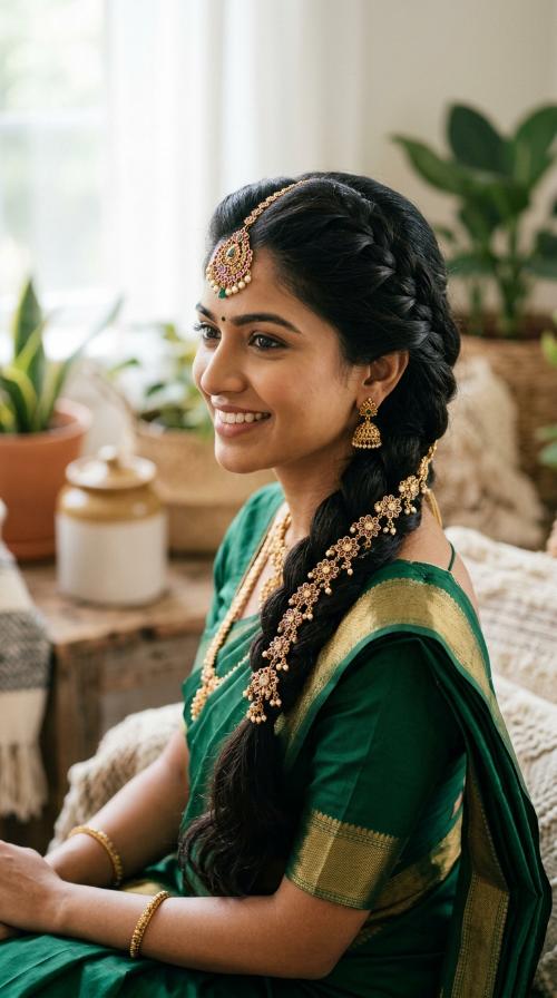 Side-Swept Dutch Braid with Temple Jewelry