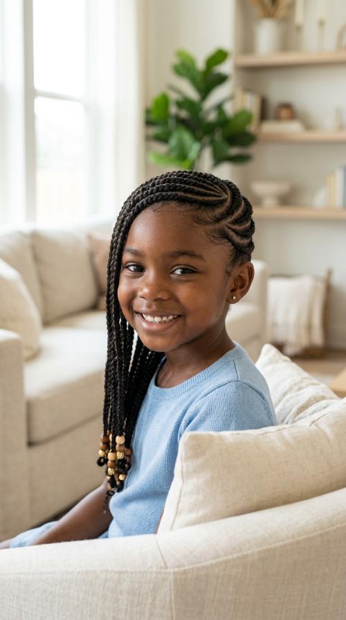 Side-Swept Feed-in Braids