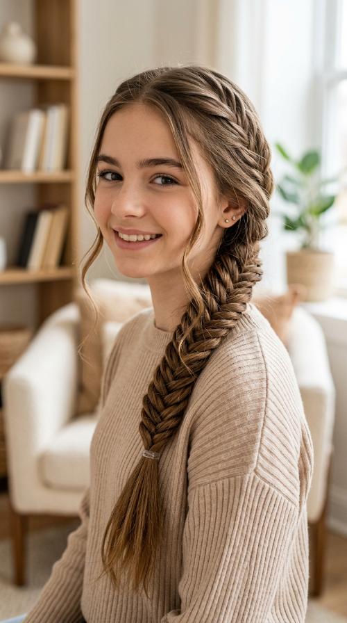 Side-Swept Fishtail Braid