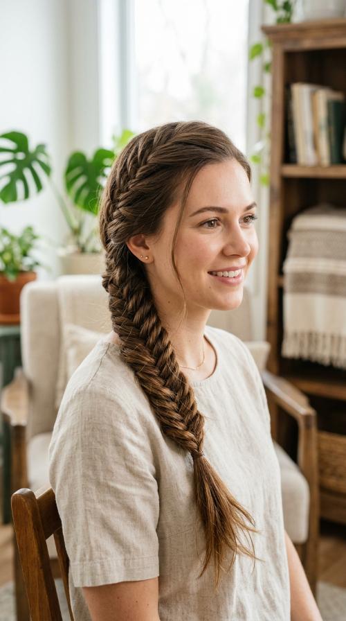 Side-Swept Fishtail Braid