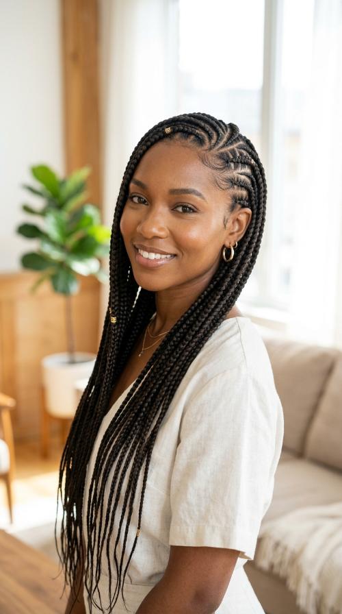 Side-Swept Goddess Tribal Braids