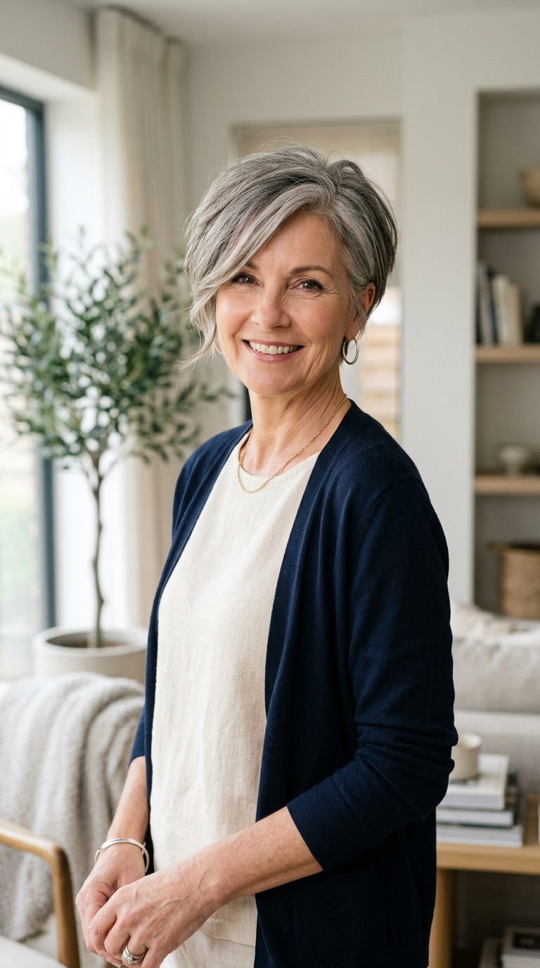 Side-Swept Long Pixie