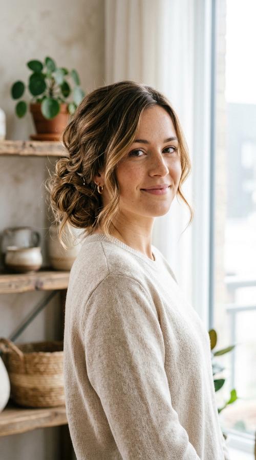 Side-Swept Messy Bun