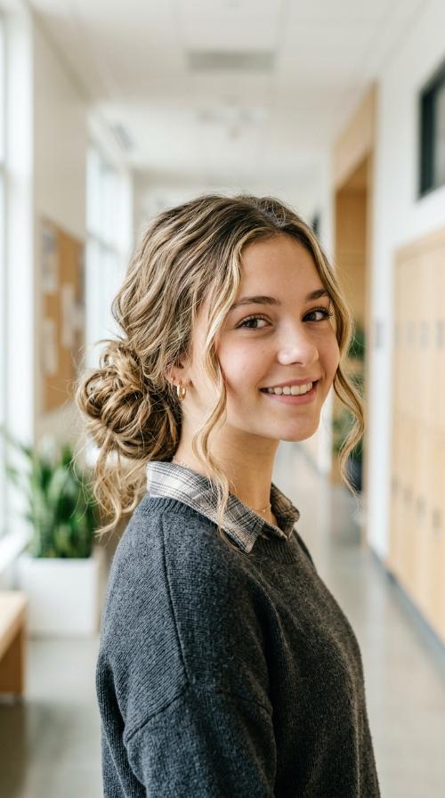 Side-Swept Messy Bun