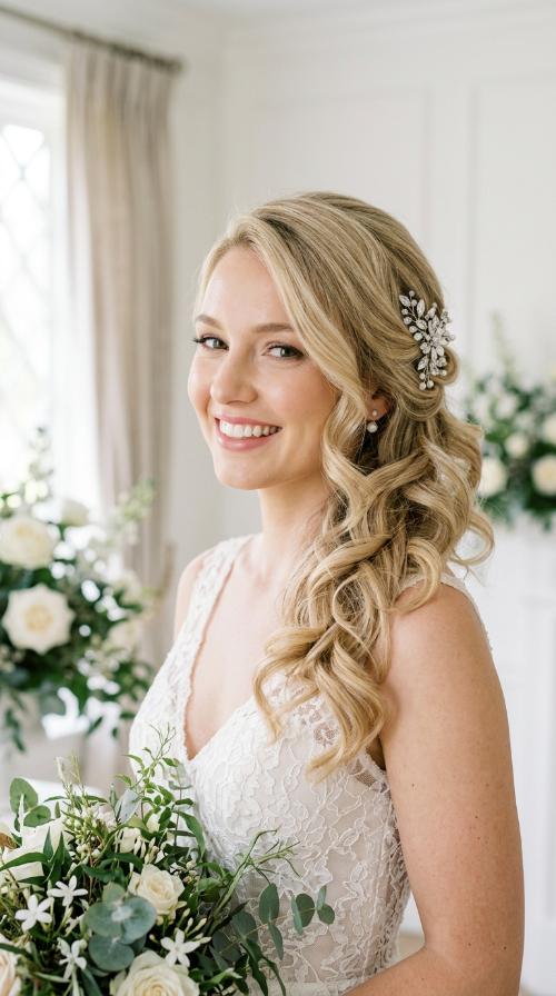 Side-Swept Pinned Curls