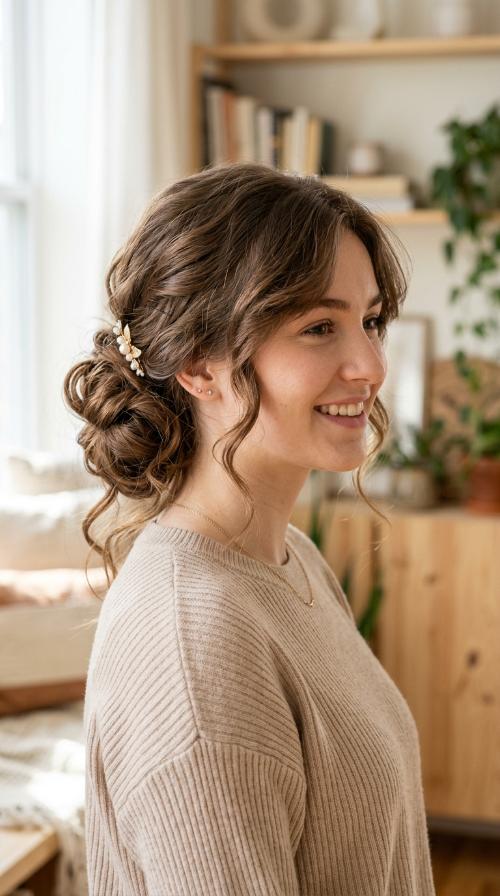 Side-Swept Romantic Bun