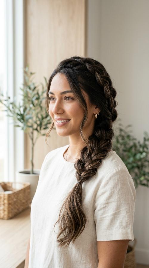 Side-Swept Romantic Plait