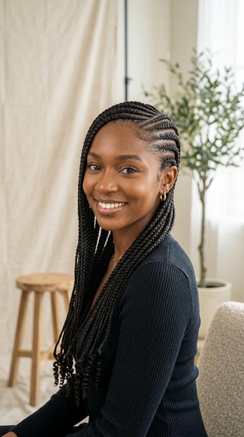 Side-Swept Stitch Braids