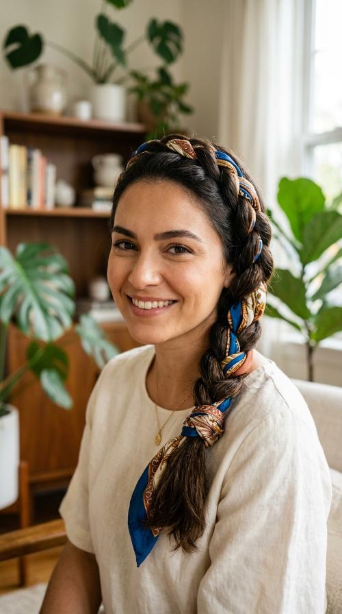 Silk Scarf Wrapped Braid