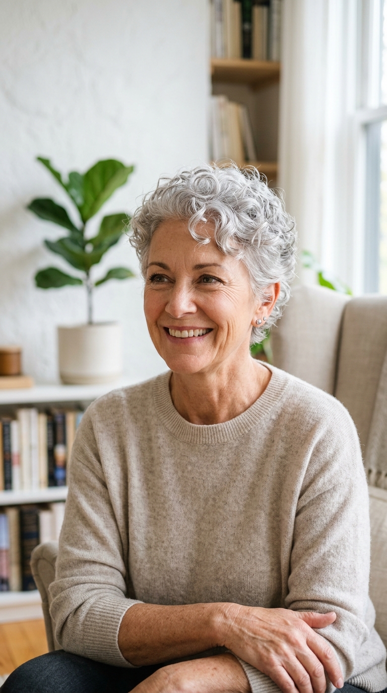 Silver Pixie with Tight Curls