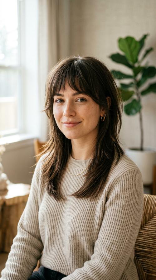 Sleek and Straight Wolf Cut