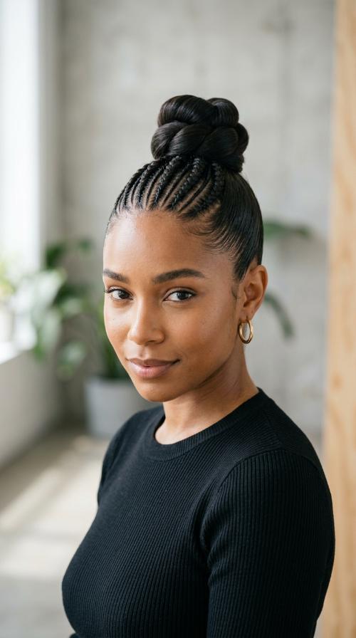 Sleek Bun Mohawk Hybrid