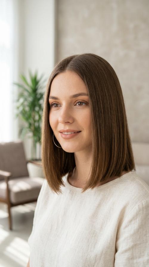 Sleek Center-Parted Bob