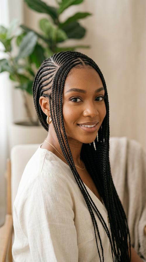 Sleek Cornrow Side Braids