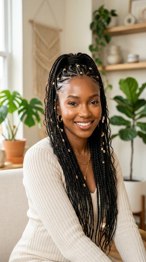 Sleek Fulani with High Ponytail