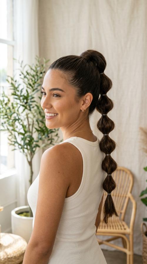 Sleek High Bubble Braid