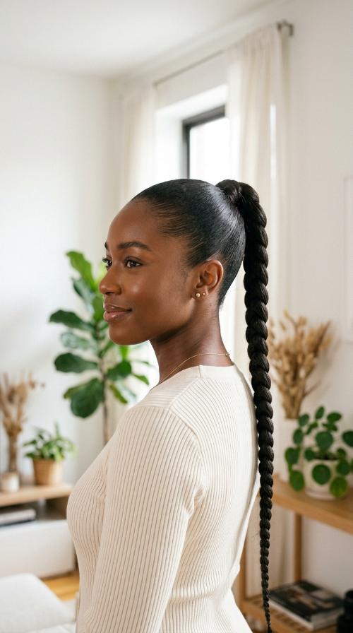 Sleek High Ponytail Braid