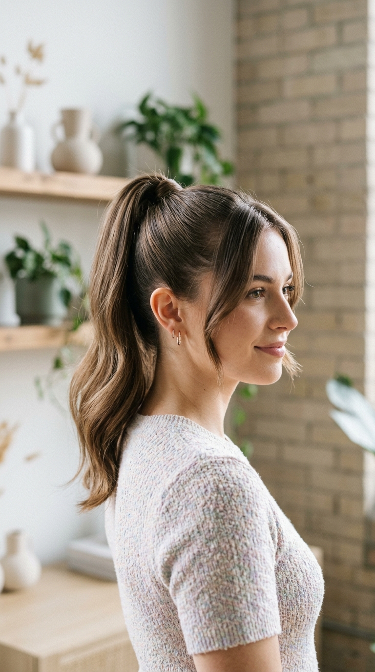 Sleek High Ponytail for Medium Hair